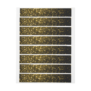 Dark gold yellow faux glitter sparkles wraparound address label