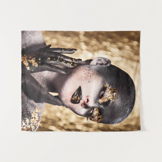 Dark Golden Beauty Body Paint Glamorous Art Tapestry (Front (Horizontal))