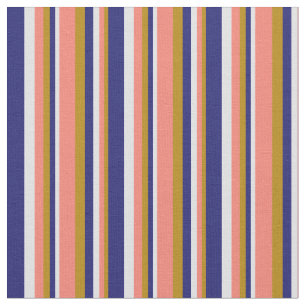 Dark Goldenrod, Salmon, Lavender & Midnight Blue Fabric