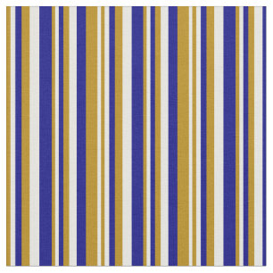 Dark Goldenrod, White, and Blue Coloured Lines Fabric