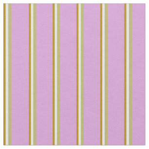 Dark Goldenrod, White, Dark Khaki, and Plum Lines Fabric