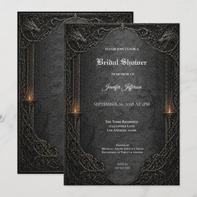 Dark GOT Gothic Bridal Shower invitation (Front/Back)