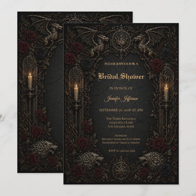 Dark GOT Gothic Bridal Shower invitation (Front/Back)