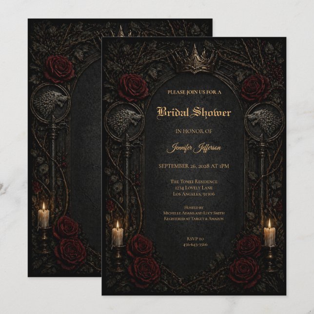 Dark GOT Gothic Bridal Shower invitation (Front/Back)
