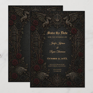 Dark GOT Gothic Save the date invitation