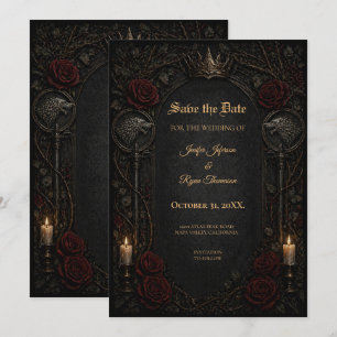Dark GOT Gothic Save the date invitation