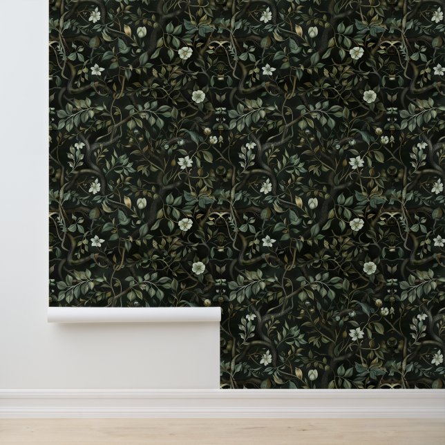 Dark Goth Victorian Tree Branches Flower Wallpaper (Application)