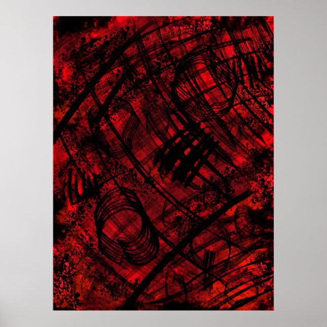 Dark Gothic Abstract Wall Art Red and Black Poster (Front)