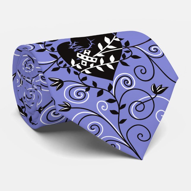 Dark Gothic Abstract Whimsical Fixed Broken Heart Tie (Rolled)