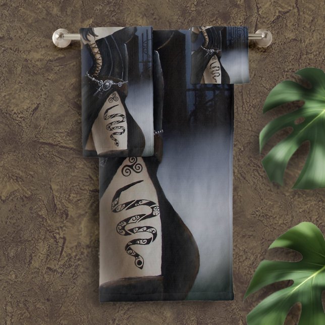Dark Gothic Angel Death Sugar Skull Fantasy Bath Towel Set (Creator Uploaded)