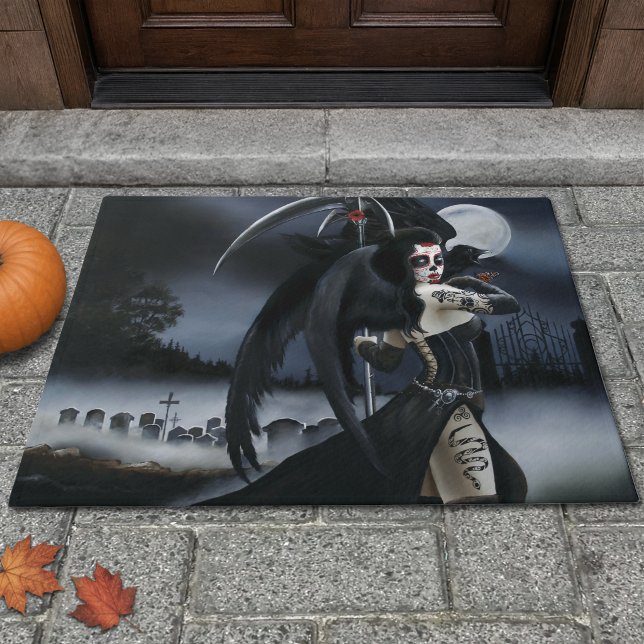 Dark Gothic Angel Death Sugar Skull Fantasy Doormat (Creator Uploaded)