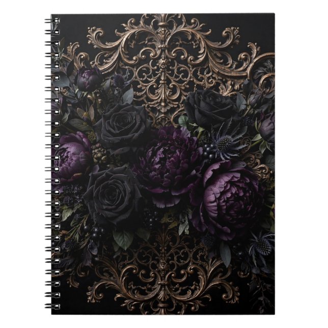 Dark Gothic Baroque Black Roses Placemat  Notebook (Front)