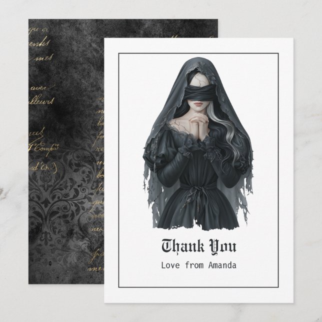 Dark Gothic Birthday Thank You Card (Front/Back)