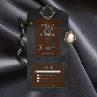 Dark Gothic Black & Brown Floral Satin No Dinner