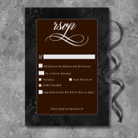 Dark Gothic Black Floral Satin Damask Brown