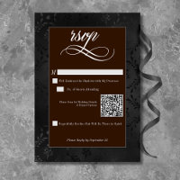 Dark Gothic Black Floral Satin Damask Brown