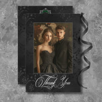 Dark Gothic Black Floral Satin Damask Green