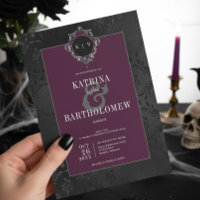 Dark Gothic Black Floral Satin Damask Wine Wedding