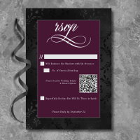 Dark Gothic Black Floral Satin Damask Wine Wedding
