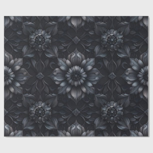 Dark Gothic Black Floral Wrapping Paper