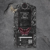 Dark Gothic Black & Grey Filigree Moth QR Code