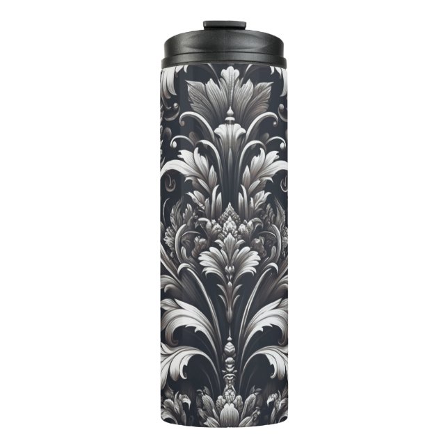 Dark Gothic Bold Ornamental Floral Pattern  Thermal Tumbler (Front)