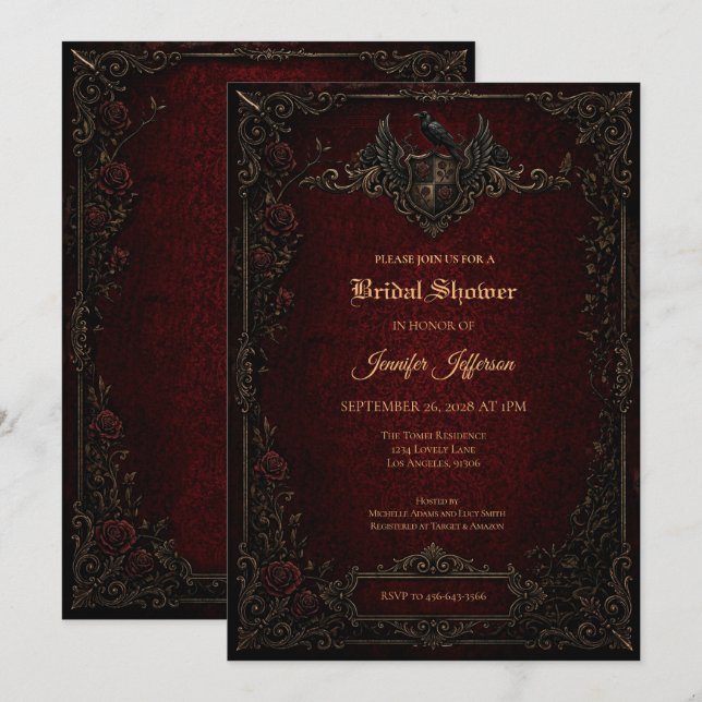 Dark Gothic Bridal Shower invitation (Front/Back)