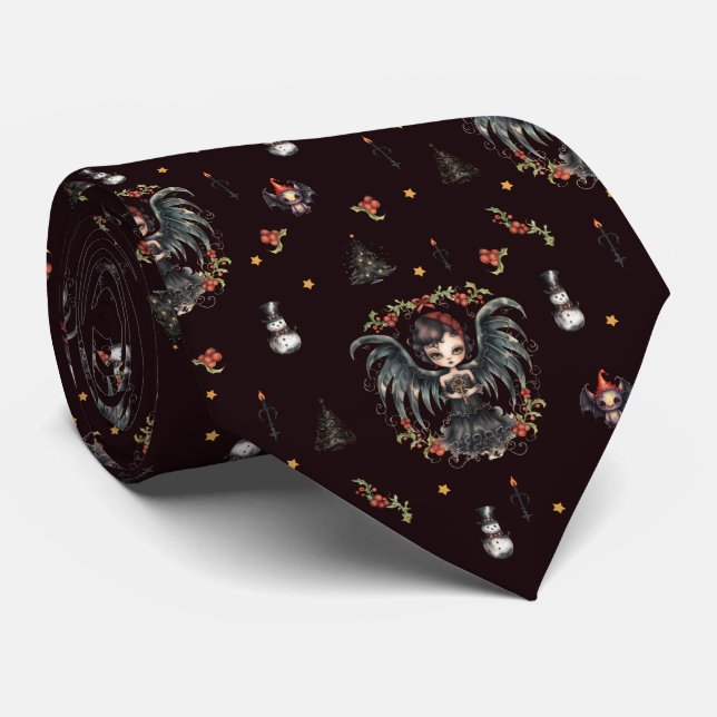 Dark Gothic Christmas Angel Tie (Rolled)