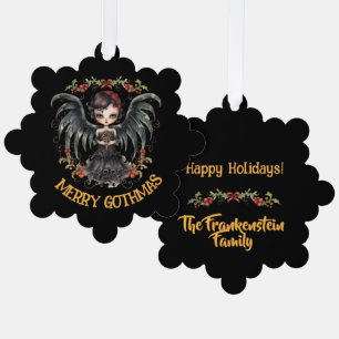 Dark Gothic Christmas Angel Tree Decoration Card