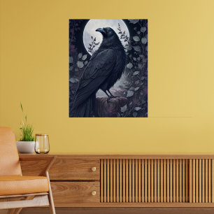 Dark Gothic Crow in Spooky Halloween Night  Poster