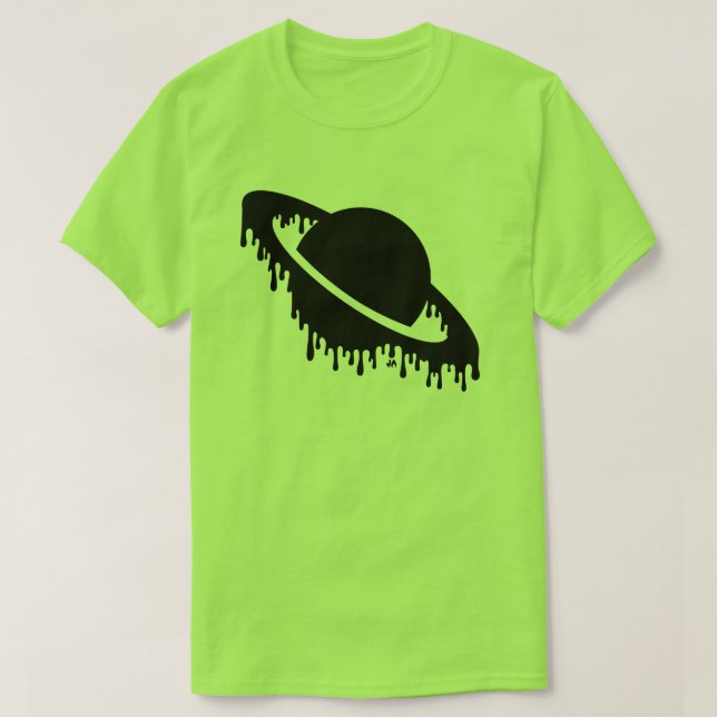 Dark Gothic Dripping Planet Saturn Silhouette  T-Shirt (Design Front)