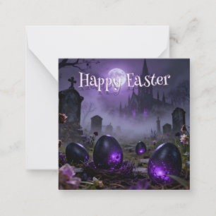 Dark Gothic Easter Scene with Glowing Eggs Card