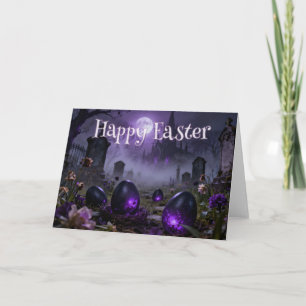 Dark Gothic Easter Scene with Glowing Eggs Thank You Card