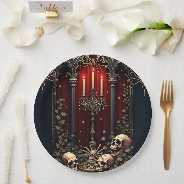 Dark Gothic Elegance. Stunning archway  Paper Plate (Wedding)