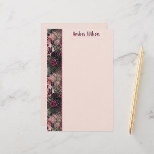 Dark Gothic Floral & Butterfly Pattern Stationery