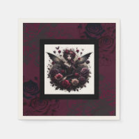 Dark Gothic Forest Fairy Floral Roses Burgundy