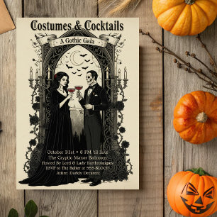 Dark Gothic Gala Costumes & Cocktails Halloween Invitation