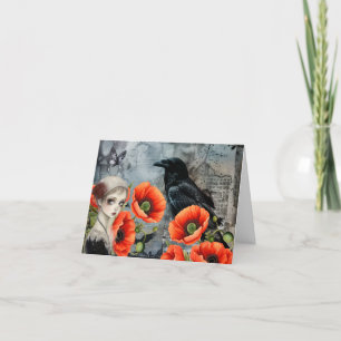 Dark Gothic Girl Art Collage Blank Note Card
