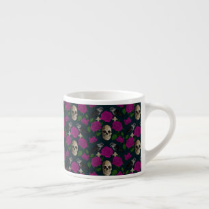 Dark Gothic Grungy Rose Vines Raven Skull pink Espresso Cup