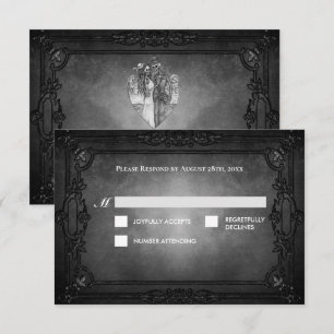Dark Gothic Halloween Alternative Wedding RSVP Card