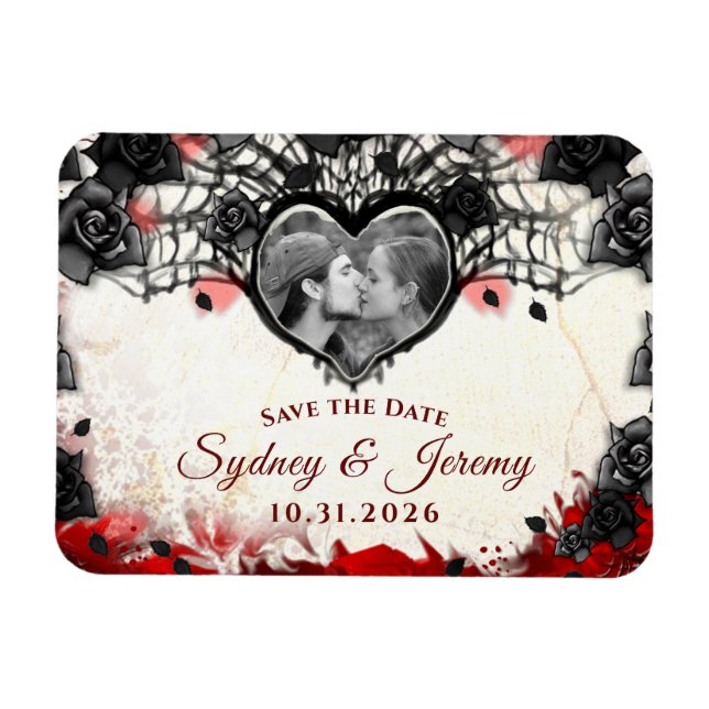 Dark Gothic Halloween PHOTO Save the Date  Magnet (Horizontal)