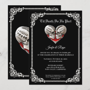 Dark Gothic Halloween skeleton wedding Invitation