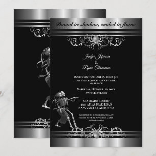 Dark Gothic Halloween wedding Invitation