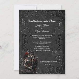 Dark Gothic Halloween wedding Invitation