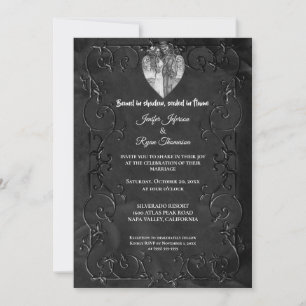 Dark Gothic Halloween wedding Invitation