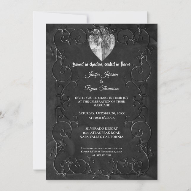 Dark Gothic Halloween wedding Invitation (Front)