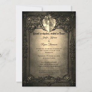 Dark Gothic Halloween wedding Invitation