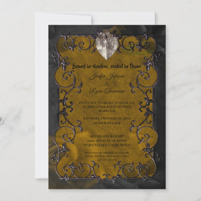 Dark Gothic Halloween wedding Invitation (Front)
