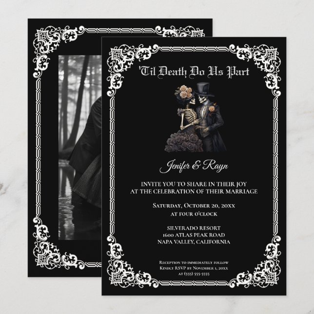 Dark Gothic Halloween wedding Invitation (Front/Back)