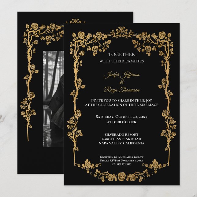 Dark Gothic Halloween wedding Invitation (Front/Back)
